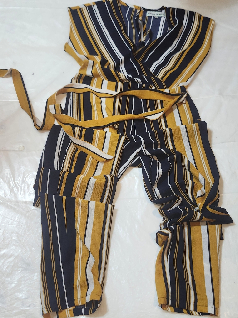 Almost Famous Striped Jumpsuit Multicolor Size M